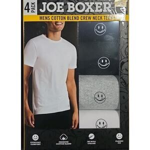 Mens Joe Boxer Crew Neck T Shirts Undershirts NIP 4 size LARGE 42/44 w/smiley